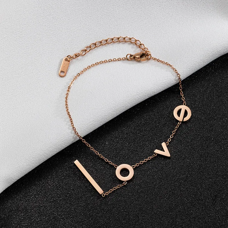 Women's Titanium Steel LOVE Bracelet Anklet