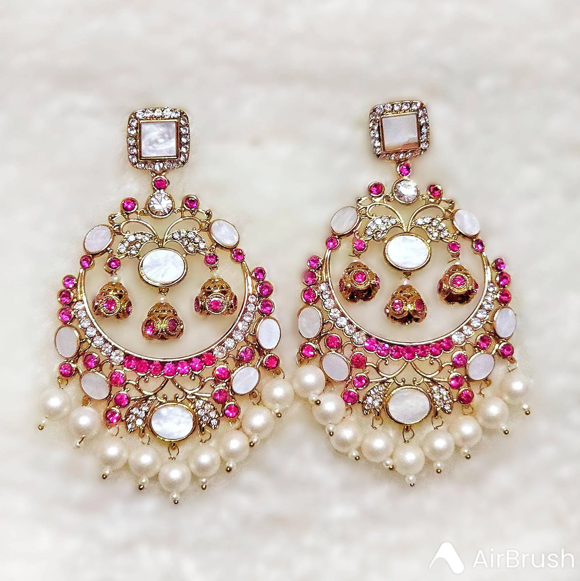 Zarnab Golden Pearl Chandbali Earrings